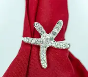 Starfish Napkin Rings Set of 4 Sparkling Napkin Holders Table Decorations Party