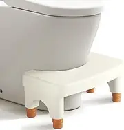 DULCE DOM Height Adjustable Toilet Stool for Adult and Kids Anti-Slip Waterproof White Squatting Potty Poop Stool for Bathroom Step Stool