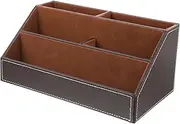 Gadpiparty Leather Desk Organizer Remote Control Holder Stylish Sundries Storage for Home Office Multi Functional Compartment Design for Mobile Phones Glasses Stationery