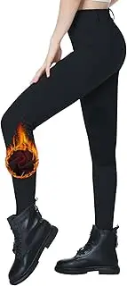 [BEROY] Women Fleece Lined Horse Equestrian Riding Pants Breeches Winter Ladies Knee Patch Riding Horseback Pant with Pockets