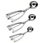 3-Piece Ice Cream Scoop and Melon Baller Set Stainless Steel