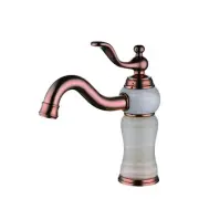 Luxury Stone Bathroom Faucet European All Copper and Natural White Jade Basin...