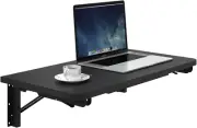 Wall Mounted Folding Table, Black Floating Desk for Small Spaces, Drop Leaf Dini