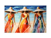 Modern Art Three Bikini Ladies Canvas Print