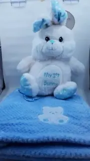 Easter Bunny Plush - Baby's First Bunny and Blanket Set in Blue or Pink