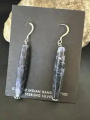 Navajo Blue Labradorite Sterling Silver Dangle Bead Earrings 2041