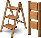 3 Step Ladder,Aluminum Lightweight Folding 3 Step Stool with Anti-Slip Wide Peda