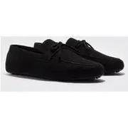 Mens Black Faux Suede Driving Shoe