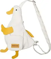 [Canpto] Cute Duck Purse Canvas Messenger Bag Cartoon Chest Wallet Novelty Bag Unisex Funny Shoulder Bag for Girls Women Daily Use ﻿