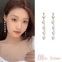 在飛比找momo購物網優惠-【MISS KOREA】S925銀針溫柔氣質愛心珍珠長墜耳環