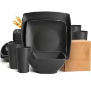 Premium Black Plastic Dinnerware Set