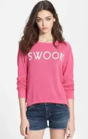 Wildfox Couture Swoon Baggy Beach Jumper Pullover Malibu Pink Sweatshirt XS NEW