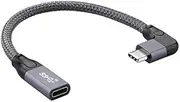 cablecc Left Right Angled USB-C USB 3.1 Type C Male to Female Extension Data Cable with Sleeve for Laptop