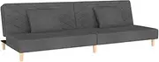 vidaXL Dark Grey 2-Seater Sofa Bed with Pillows - Convertible Fabric Upholstered Guest Bed