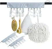 Caliee 3 Pcs Portable Travel Hangers Fabric Art Foldable Hangers for Travel Windproof Underwear Sock Hanger with 6 Clips and 4 S Shape Hooks
