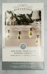 Wondershop 7' Christmas Tree 15 LED Bulb Battery Operated String Lights Indoor
