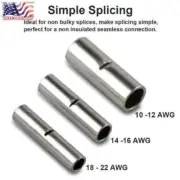 Bare Copper Butt Connectors Splice Crimp Wire Terminals Non-Insulated 100PCS
