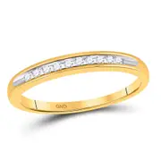 10k Yellow Gold Round Diamond Single Row Band Ring 1/10 Cttw