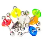 BodyJewelryOnline Tongue Nipple Bars Acrylic Doughnut Assorted Color 7 Pack 14ga