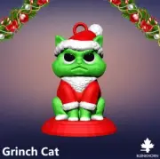 UNPAINTED Cute Christmas Grinch Cat Chibi Style 3D Printed Mini BH