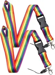 KOMBIUDA 2Pcs Rainbow Neck Strap Lanyard for Mobile Phones Keychains Colorful DIY Accessories with Lobster Clasp for Id Badges Charms More Durable Design
