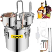 VEVOR Moonshine Still 5 Gal 21L Stainless Steel Water Alcohol Distiller Copper Tube Home Brewing Kit Build-in Thermometer for DIY Whisky Wine Brandy,