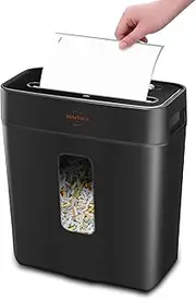 VidaTeco Cross-Cut Shredder, Heavy Duty 6 Sheet Shreds Paper/Card/Staple/Clip Paper Shredder for Home Office, High-Security Level P-4 Jam Proof System 11.5L Liftout Basket Black (Matte Black)