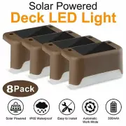 8Pcs Solar Powered LED Deck Lights Outdoor Path Garden Stairs Step Fence Lamp