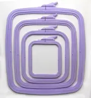 Lilac 4 Pcs Set Plastic Square Embroidery Hoop, Cross Stitch Hoops, Punch Nee...