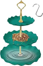 Bird Bath Feeder - Hanging Bird Feeder Bowl Tray, Outdoor Water Fountain Basin | 3-Layer Birdbaths Feeder Combo, Deck Mounted Bird Drinking Station, Patio Birdbath Stand for Yard Balcony Backyard Lawn