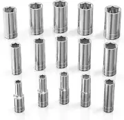 SAE Socket Set (15Pc) | 1/2-Inch Drive | 6-Point Deep Socket Set | Standard Impe