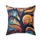 Vibrant Psychedelic Tree Swirly Pillow Colorful Home Boho Accent Cushion Unique