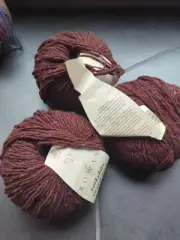 Set Of 3 Rowan Yorkshire Tweed Aran Merino Wool Yarn Burgundy Sh 416 Lot 14d3