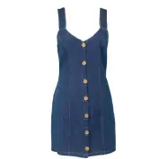 The East Order NEW $159 Sz S Blue Denim Brown Button Up 100% Cotton Mini Dress