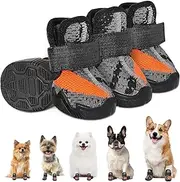 SlowTon Shoes for Small Dogs - 4PCS Breathable Boots & Paw Protectors for Summer Hot Pavement, Booties With Rugged Anti-Slip Soles for Walking Running Hiking