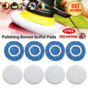 8pcs 6" Polishing Bonnet Buffer Pads Soft White Mop Pad For Car Polisher 150mm