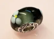 PANDORA | BLACK FLOWERS MURANO CHARM ✪NEW✪ 790604 RARE RETIRED GLASS FLORAL USA