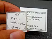 0.466 gram - RACO (H5 Chondrite) Meteorite 1957 witnessed fall in Argentina