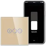 CNBINGO Smart Dimmer Switch for LED, Compatible with Alexa, Google Home, IFTTT Device, Smart Life App, WiFi Touch Light Switch with Glass Panel, Backlight, Neutral Wire Required, 1-Way, 1-Gang, Gold