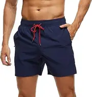 [Arcweg] Swimming Trunks for Men with Zip Pocket, Breathable, Water-Repellent, Swimming Shorts, Men's Training Shorts, Elastic, Adjustable with Drawstring, Mesh Lining