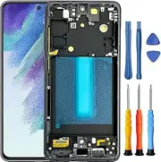[WINCGYCG] Screen Replacement for Samsung Galaxy S21 Fe Screen Replacement for Samsung S21 FE 5G G990E,G990U,G990U1,G990W,G990B LCD Display Touch Digitizer Assembly with Tools 6.4 Inch Black with Frame
