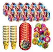 20 Cajas Dulceros,Platos ,Vasos Y Pines Fiesta Carton Anime / Party Supplies