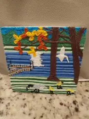Park Geese Floss Art 6in x 6in