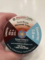 Mandala Crafts Nylon Satin Cord macrame cord 329' New White craft cord