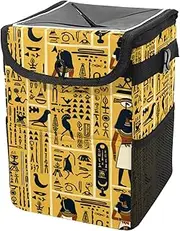 Car Trash Can with Lid and Storage Pockets Leak-Proof Organizer,Multipurpose Trash Bin for Car,Ancient Egyptian National Symbols