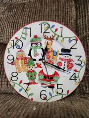Temp-tations Winter Whimsy Friends Clock Wall Mantel Clock 12" Christmas Decor