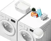 SEIRI 2pcs Washer and Dryer Covers for The Top, 26" x 26" Silicone Dryer Top Protector Mat Non-Slip Waterproof Washing Machine Cover Protector Top Load for Laundry & Kitchen (White)