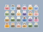 Personalised Kid Daycare Name Label, Laminated Vinly, Waterproof Cute Kitten,Tag