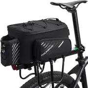 Bicycle Carrier Bag Transport Bag Luggage Bag Waterproof Black Foldable Side Pockets 9-12 L with Rain Cover