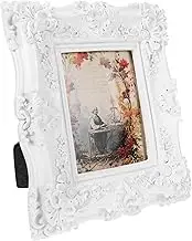 Photo Frame Desktop Decor Antique Picture Frame Ornate Frame Picture Frame Desktop Display Shelves Ornament Display Shelf Tabletop Display Frame Vintage Decor Frames White Resin